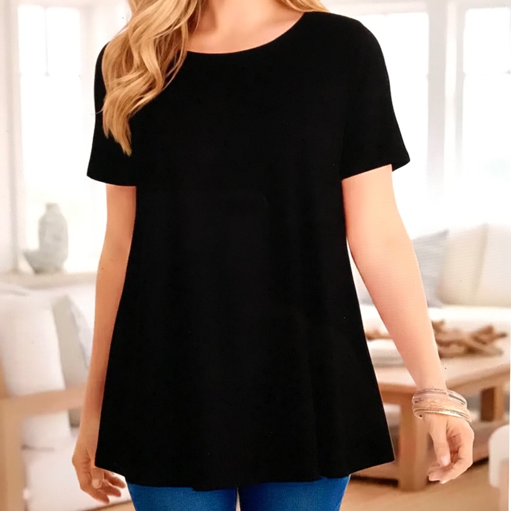 ROAMANS Cotton Tunic Black Swing Tee Women’s Plus Size 2X NWT